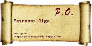 Petreasz Olga névjegykártya